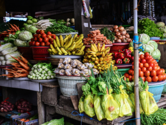 Fruits and vegetable at local asian market on Bali, Indonesia.